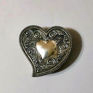 Vintage Studio Silversmith Embossed Heart Shape Trinket Box